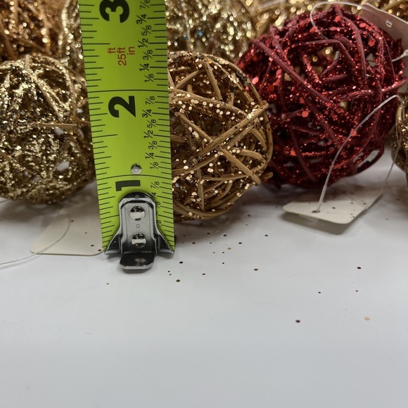 Pier 1 Glitter Vine Brown Gold Lot of 20 Decorative Ball Orb Wicker - Picture 8 of 10
